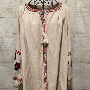 Umgee Boho Dress with Peasant Sleeves